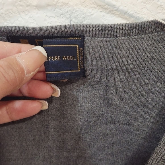 LEROY 80's Vintage Classic 100% Virgin Wool Long Sleeve V-neck Sweater Size XL - Picture 5 of 13